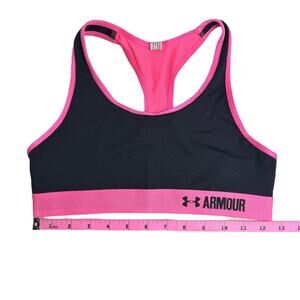 Under Armour Sports Bra Neon Pink Grey Womens Small Racerback Low Impact